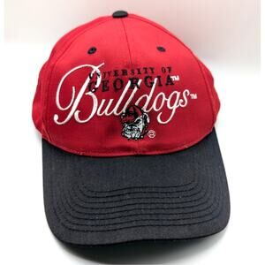 Vtg University of Georgia Bulldogs Snapback Hat Red Black NCAA Adjustable Cap
